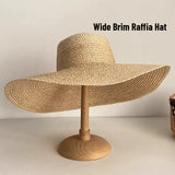 Boho Sun Beach Hat - French Raffia Wide Brim Straw Hat