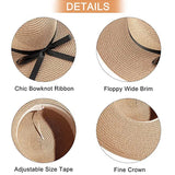Boho Sun Beach Hat - Foldable Wide Brim Floppy Beach Hat
