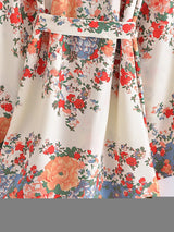 Boho Robe, Kimono Robe, Beach Cover up, Short Robe, Shelta White Floral