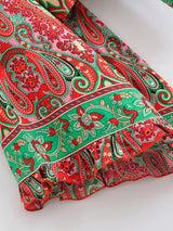 Boho Blouse – “Festival Muse” Floral Long Sleeve Tie Front Tope