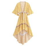 Bohemian High-Low Dress – “Savanna Rose” Leopard Print Tie-Waist Backless Boho Dress