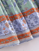 Boho Maxi Skirt – “Wild  Bloom” Floral Gypsy Skirt in  Navy,Purple & Turquoise