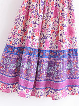 Boho Mini Dress – “Rosewood Mosaic” Pink Floral Short Sleeve Wrap Dress