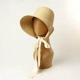 Boho Sun Beach Hat - Retro Handwoven Raffia Wide Brim Hat
