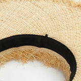 Boho Sun Beach Hat - Frayed Raffia Wide Brim Beach Hat