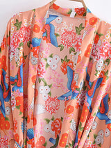 Boho Kimono Robe – “Sunset Bloom” Short Floral Cover-Up for Beach & Lounge