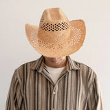Boho Sun Beach Hat - Hollow Raffia Cowboy Straw Hat