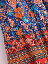 Boho Maxi Skirt – “Wild  Bloom” Floral Gypsy Skirt in  Navy,Purple & Turquoise