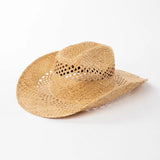 Boho Sun Beach Hat - Hollow Raffia Cowboy Straw Hat