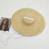 Boho Visor Hat - Wheat Straw Lace Up Beach Hat