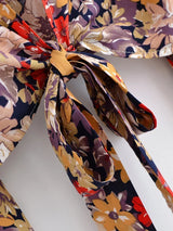 Boho Blouse – ““Seaside Song” Floral Long Sleeve Tie Front Tope