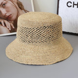 Boho Bucket Hat - Hollow Raffia Straw Summer Hat