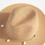 Panama Hats for Women - Fashion Shell Beach Hats - Boat Sun Hats - Ladies Summer Vacation with Chain