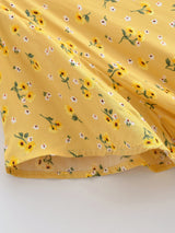 Bohemian Maxi Dress – “Honey Solstice” Yellow Sunflower V-Neck Tie-Waist Boho Dress