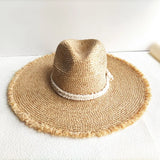 Boho Panama Hat - Oversized Raffia Tassel Straw Hat