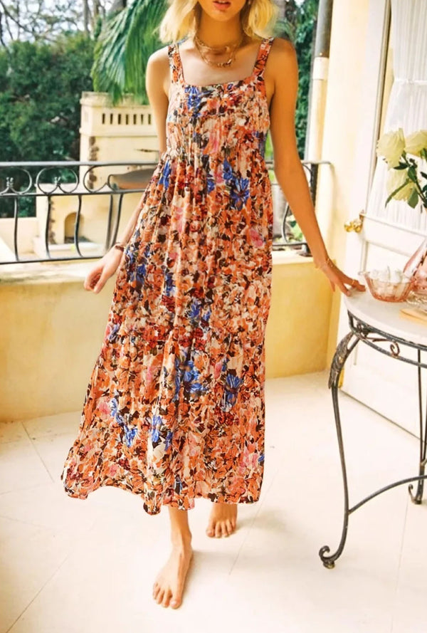 Maxi Dress - Boho Dress - Maxi Boho Sundress - Valentina Flower