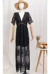 Boho White Dress – Maxi Dress - Boho Dress - “Moonflower” Lace Embroidered Gown