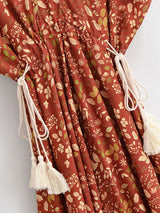 Amber Garden brown floral maxi dress detail