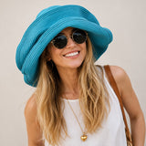 Boho Sun Beach Hat - Foldable Wide Brim Travel Straw Hat cover image