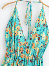 Coastal Reverie high-low dress product view and fabric detail