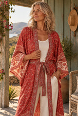 Desert Rosewood kimono robe editorial detail