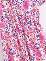 Lavender Reverie purple floral dress, garment and fabric detail