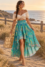 Ocean Nomad paisley maxi skirt editorial movement