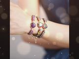 Boho Bracele Amethysts OM Charm String Braided Macrame Bracelets