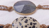 Boho Bracelet - RH 5-Layer Leather Wrap with Oval Nyx Natural Stones