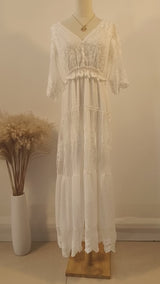 Maxi Dress - Boho Dress - Sundress - Lace Dress - White Celia