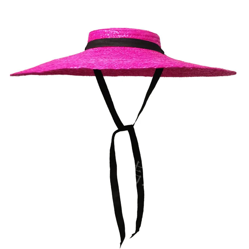 Boho Hat, Sun Beach Hat, Wide Brim Straw Hat, Retro Hat Bella, in Red, Blue, Pink and Black