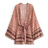 Rosewood Escape pink floral kimono robe product view and detail