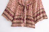 Rosewood Escape pink floral kimono robe product view and detail