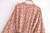 Rosewood Escape pink floral kimono robe product view and detail