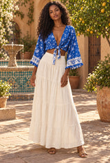 Seaside Song floral tie-front blouse editorial hero