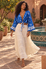 Seaside Song floral tie-front blouse editorial movement
