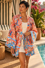 Sunset Bloom floral cover-up editorial detail