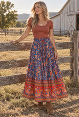 Wild Bloom floral gypsy maxi skirt editorial hero