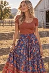 Wild Bloom floral gypsy maxi skirt editorial detail