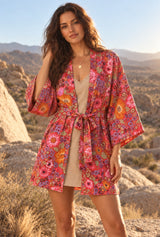 Wild Dahlia floral cover-up editorial detail