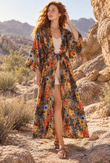 Boho Robe, Kimono Robe,  Beach Cover up, Vadoma — AI-generated editorial model image