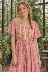 Wild Rose Boho AI editorial detail, Rosewater Bloom, pink colorway