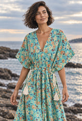 Wild Rose Boho AI editorial detail, Jade Garden, green colorway
