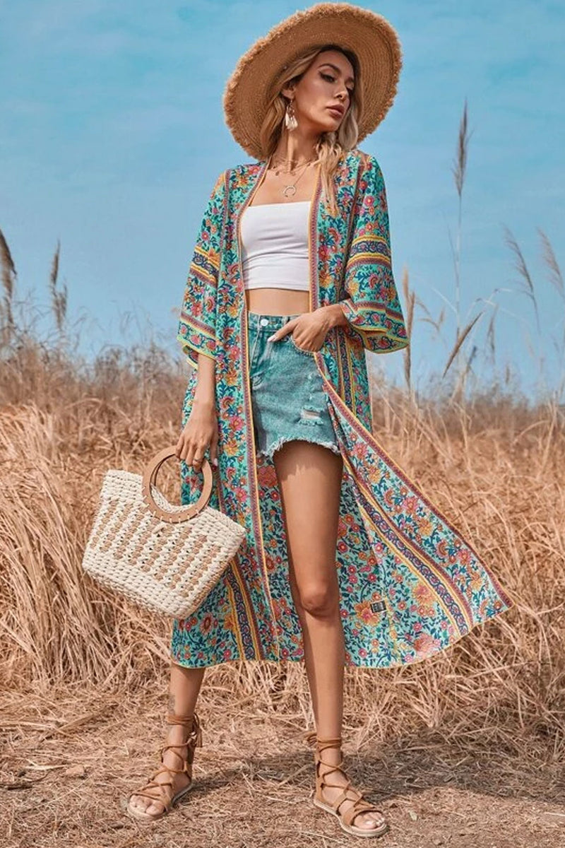 boho robe dress Bombay Boho Shirt Dress S/M / Coastal Calypso / Viscose Silk