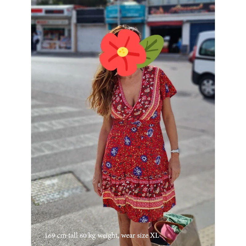 Boho Mini Dress, Sundress, Wrap Dress, Gypsy Flower in Blue and White ...