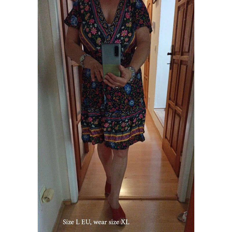 Boho Mini Dress, Sundress, Wrap Dress, Gypsy Flower in Blue and White ...