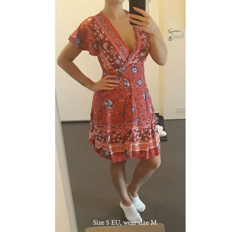 Red Boho-Style Dress / Red / L Red Boho-Style Dress / Red / L