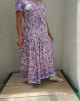 Boho Maxi Dress, Sundress, Wild Floral in Purple Lavender