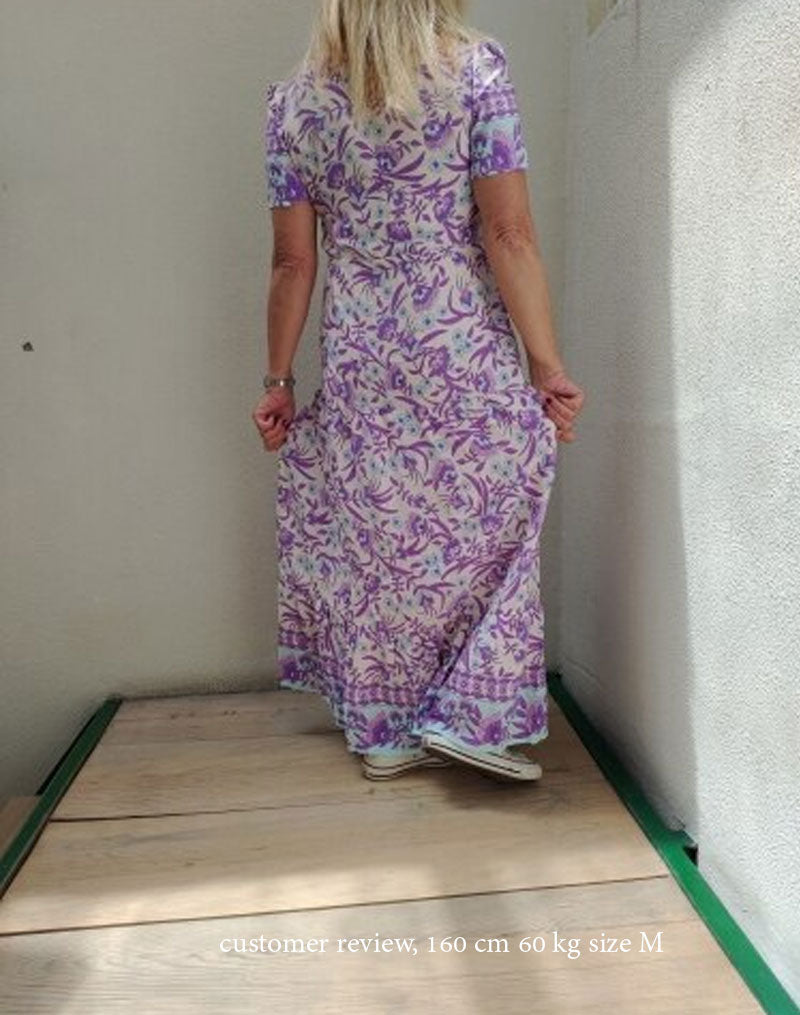 Boho Maxi Dress, Sundress, Wild Floral in Purple Lavender Pink / M Boho Maxi Dress, Sundress, Wild Floral in Purple Lavender Pink / M