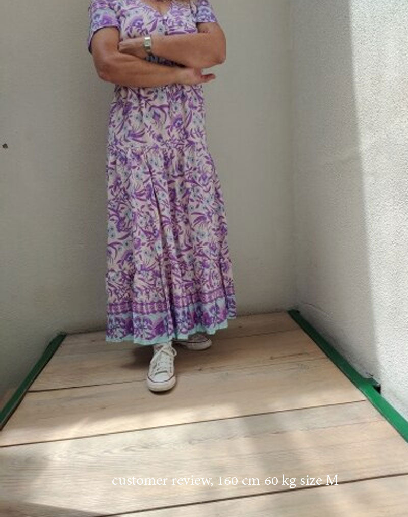 Boho Maxi Dress, Sundress, Wild Floral in Purple Lavender pink / M Boho Maxi Dress, Sundress, Wild Floral in Purple Lavender pink / M